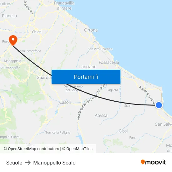 Scuole to Manoppello Scalo map