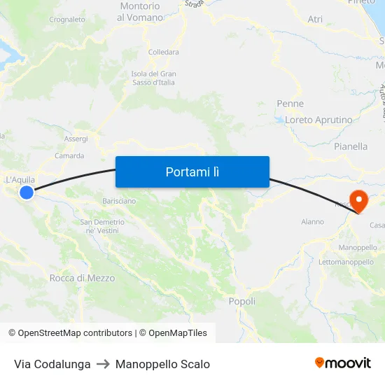 Via Codalunga to Manoppello Scalo map