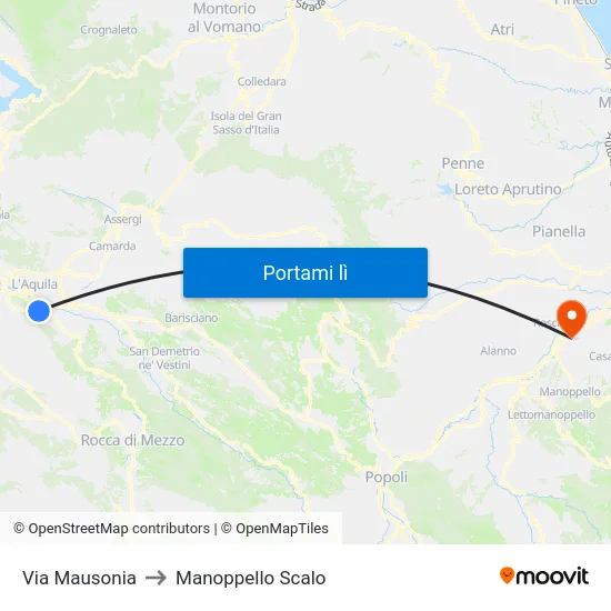 Via Mausonia to Manoppello Scalo map