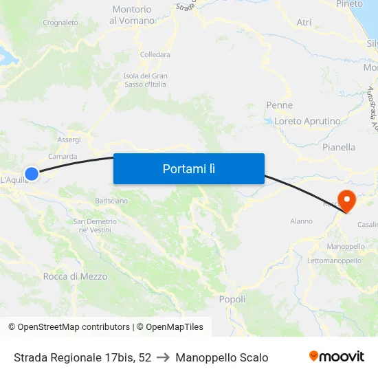 Strada Regionale 17bis, 52 to Manoppello Scalo map