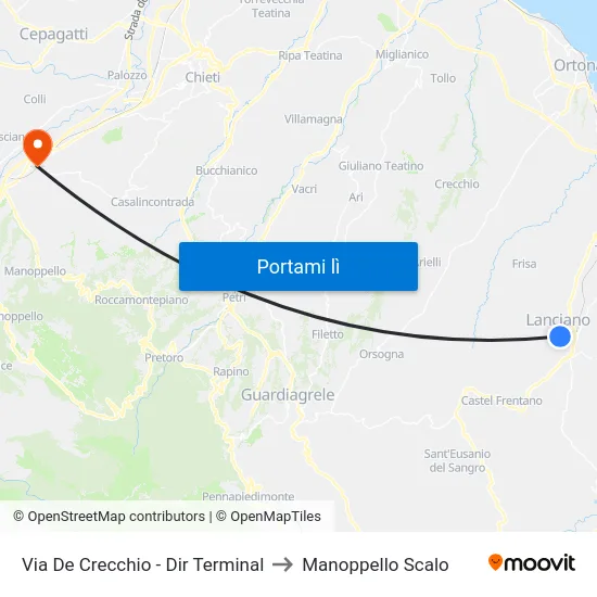 Via De Crecchio - Dir Terminal to Manoppello Scalo map