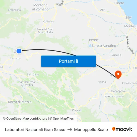 Laboratori Nazionali Gran Sasso to Manoppello Scalo map