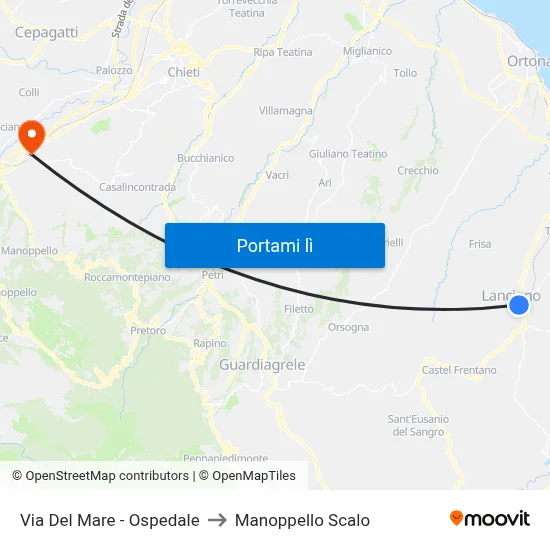 Via Del Mare - Ospedale to Manoppello Scalo map