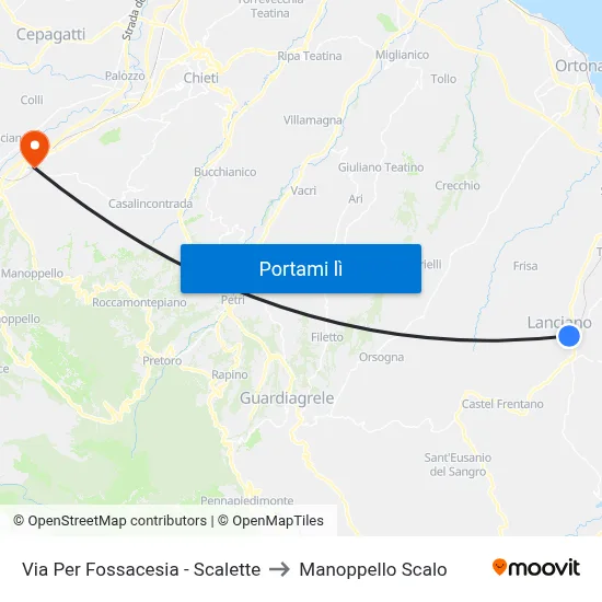 Via Per Fossacesia - Scalette to Manoppello Scalo map