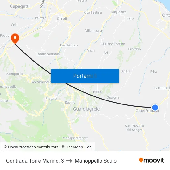 Contrada Torre Marino, 3 to Manoppello Scalo map