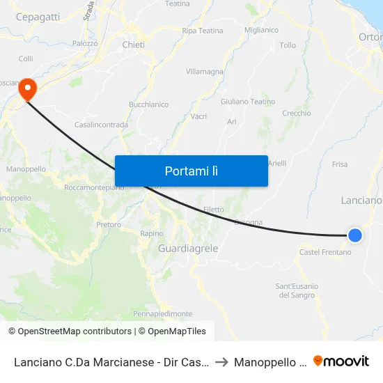 Lanciano C.Da Marcianese - Dir Castel Frentano to Manoppello Scalo map