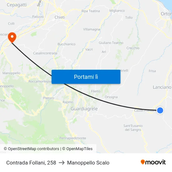 Contrada Follani, 258 to Manoppello Scalo map