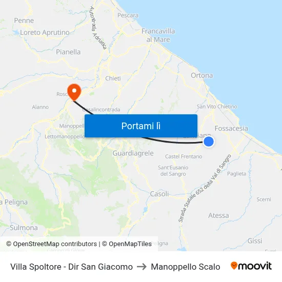 Villa Spoltore - Dir San Giacomo to Manoppello Scalo map