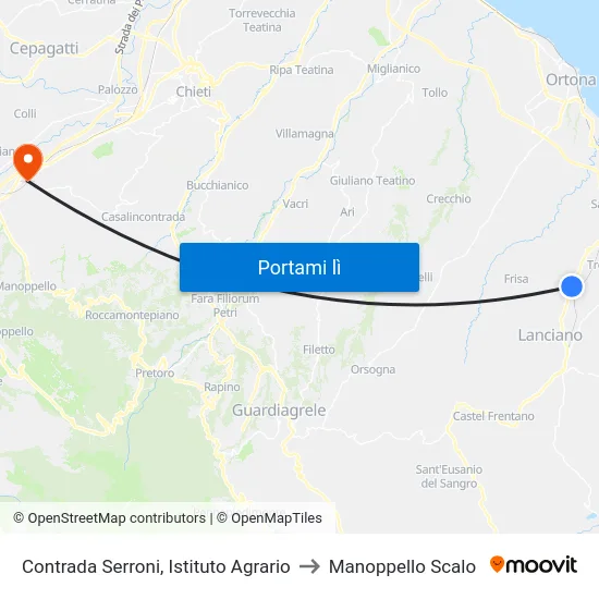 Contrada Serroni, Istituto Agrario to Manoppello Scalo map