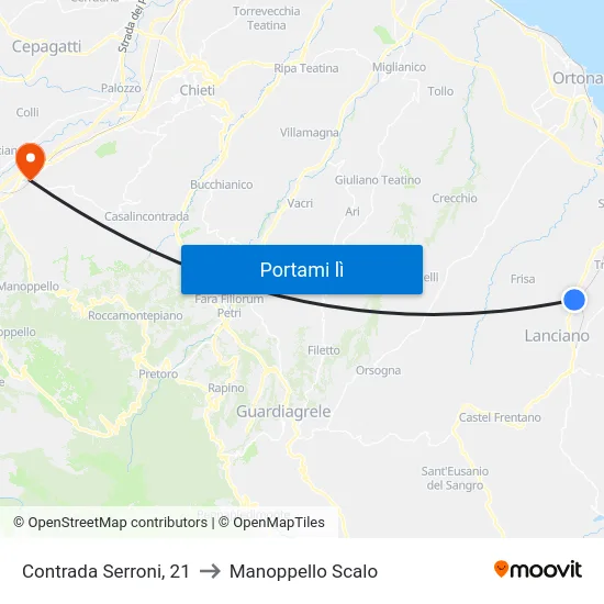 Contrada Serroni, 21 to Manoppello Scalo map
