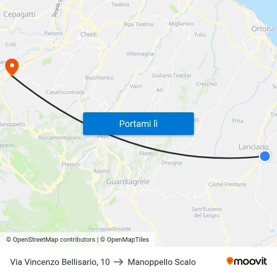 Via Vincenzo Bellisario, 10 to Manoppello Scalo map