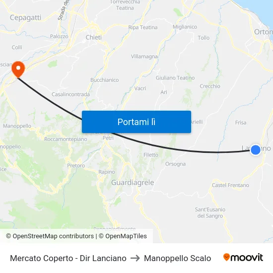 Mercato Coperto - Dir Lanciano to Manoppello Scalo map
