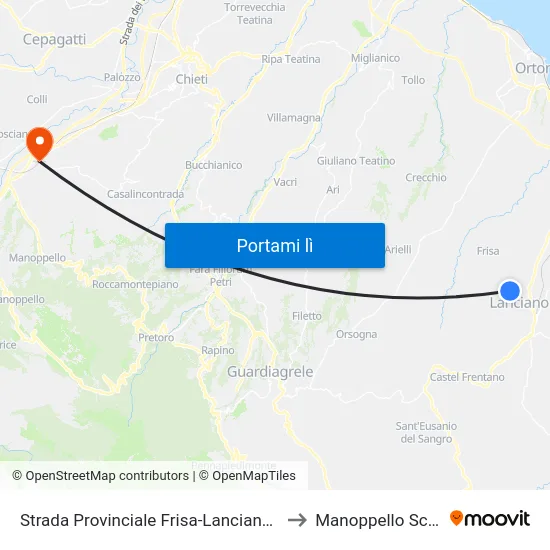 Strada Provinciale Frisa-Lanciano, 71 to Manoppello Scalo map