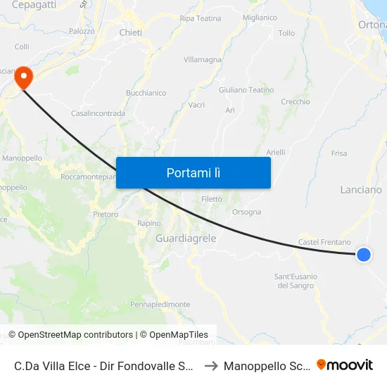 C.Da Villa Elce - Dir Fondovalle Sangro to Manoppello Scalo map