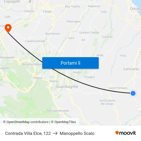 Contrada Villa Elce, 122 to Manoppello Scalo map