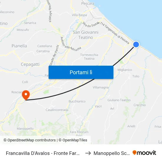 Francavilla D'Avalos - Fronte Farmacia to Manoppello Scalo map