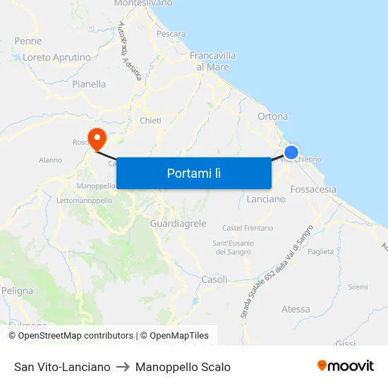 San Vito-Lanciano to Manoppello Scalo map
