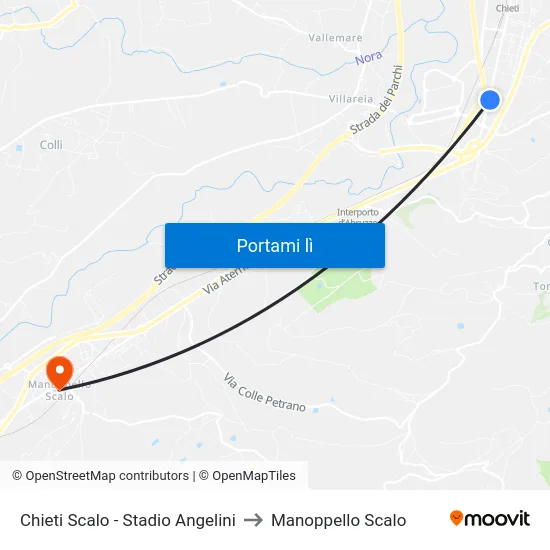 Chieti Scalo - Stadio Angelini to Manoppello Scalo map