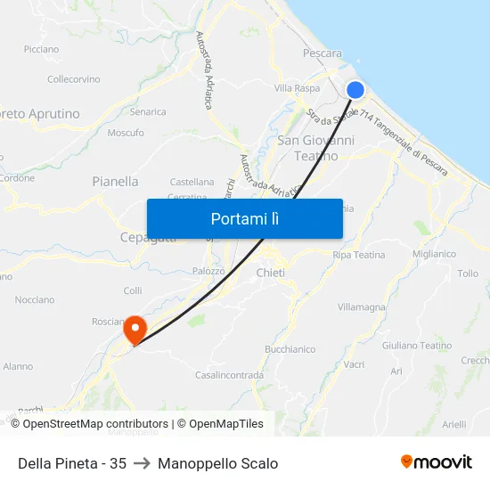Della Pineta - 35 to Manoppello Scalo map