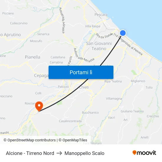 Alcione - Tirreno Nord to Manoppello Scalo map