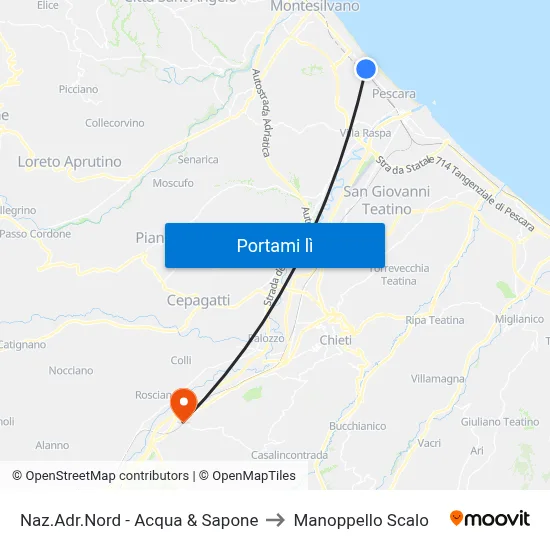 Naz.Adr.Nord - Acqua & Sapone to Manoppello Scalo map
