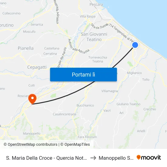 S. Maria Della Croce - Quercia Notarrocco to Manoppello Scalo map