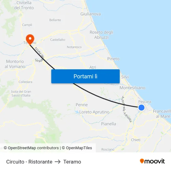 Circuito - Ristorante to Teramo map