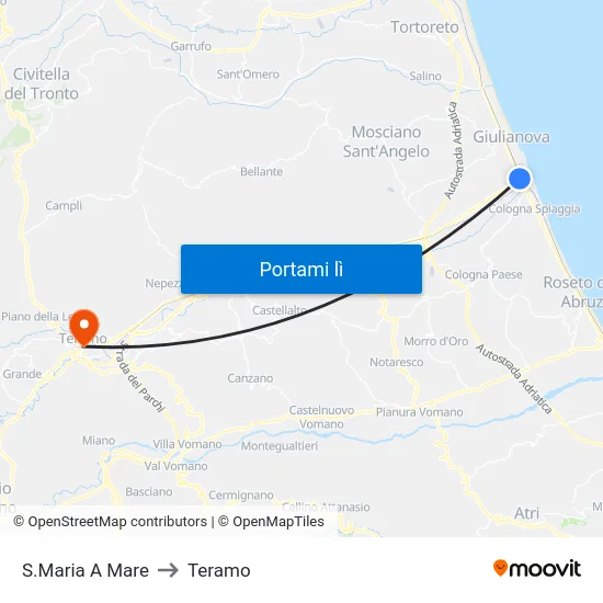 S.Maria A Mare to Teramo map