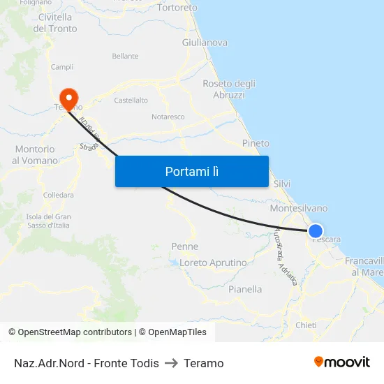 Naz.Adr.Nord - Fronte Todis to Teramo map
