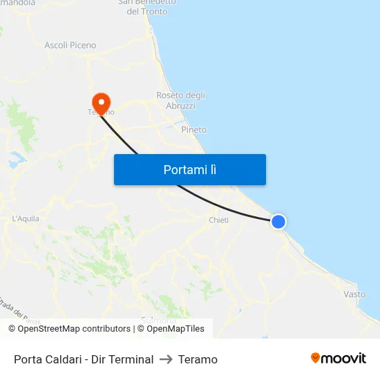 Porta Caldari - Dir Terminal to Teramo map