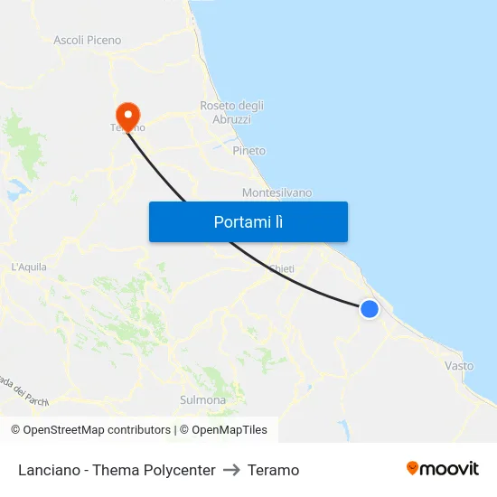 Lanciano - Thema Polycenter to Teramo map