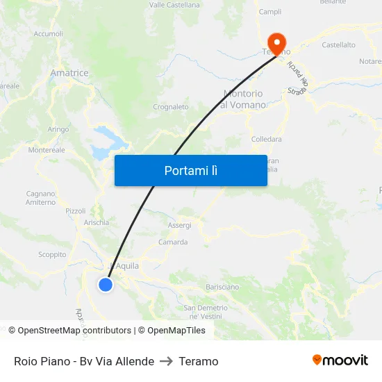 Roio Piano - Bv Via Allende to Teramo map