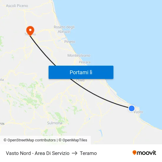 Vasto Nord - Area Di Servizio to Teramo map