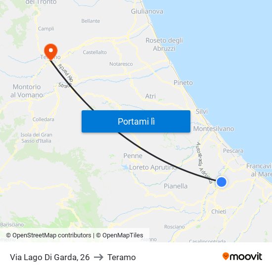 Via Lago Di Garda, 26 to Teramo map