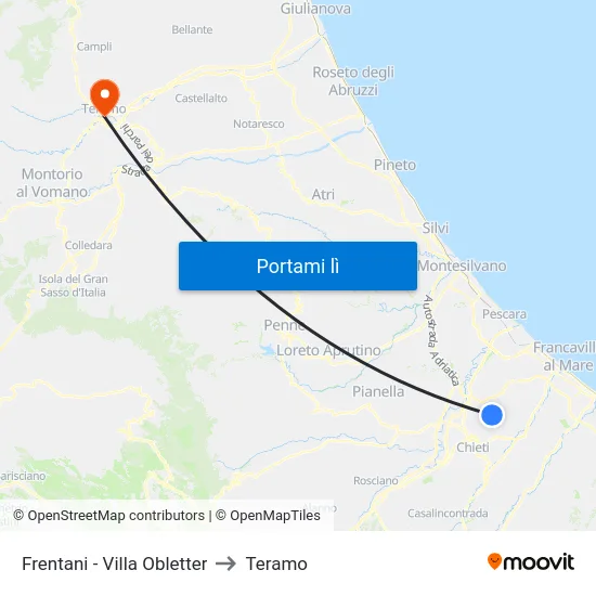 Frentani - Villa Obletter to Teramo map