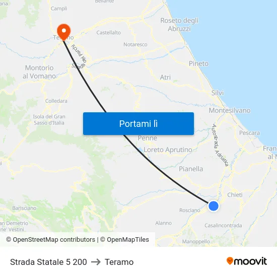 Strada Statale 5  200 to Teramo map