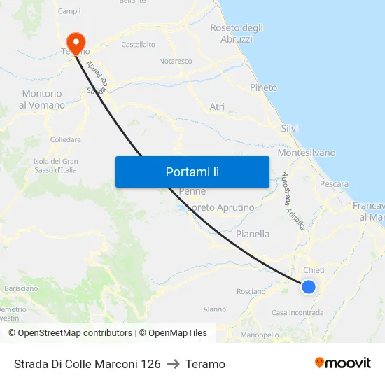 Strada Di Colle Marconi 126 to Teramo map