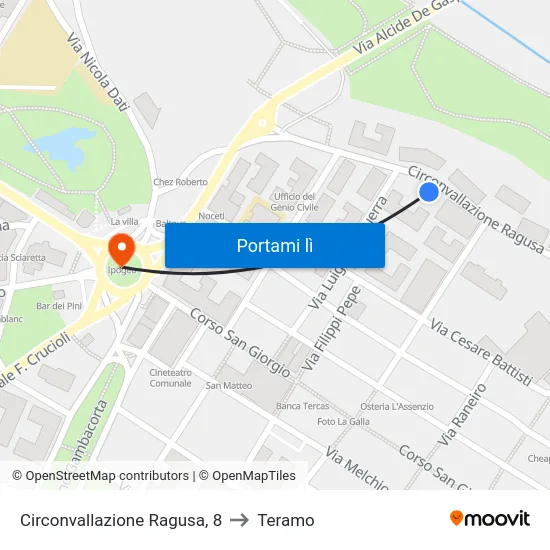 Circonvallazione Ragusa, 8 to Teramo map