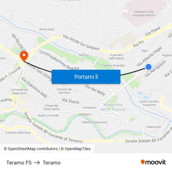 Teramo FS to Teramo map