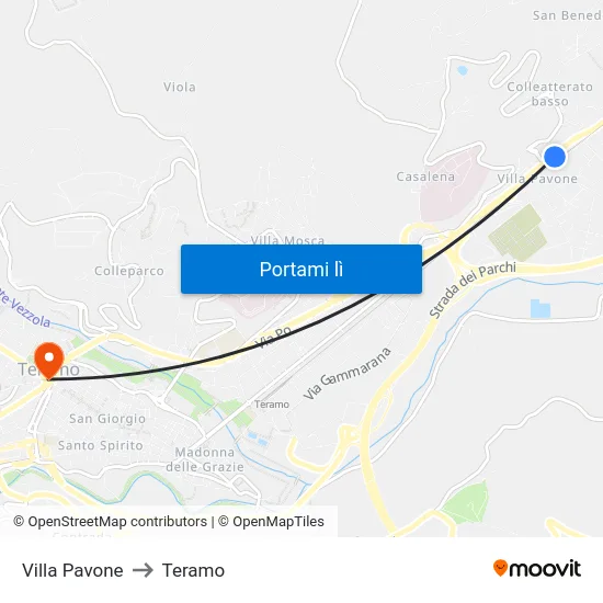 Villa Pavone to Teramo map