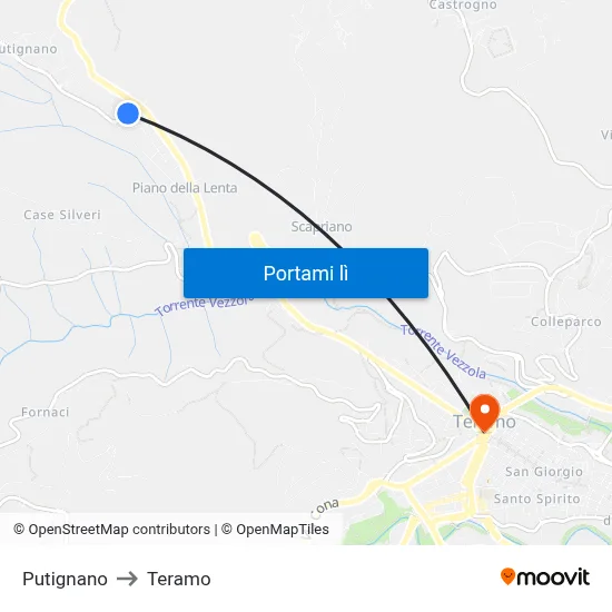 Putignano to Teramo map