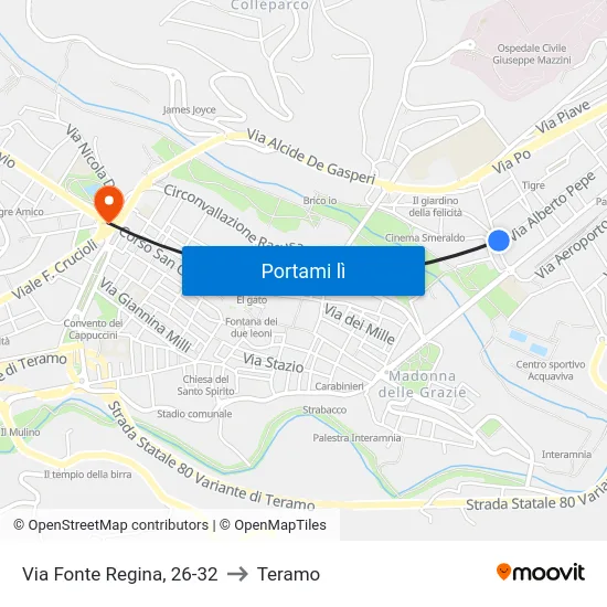 Via Fonte Regina, 26-32 to Teramo map
