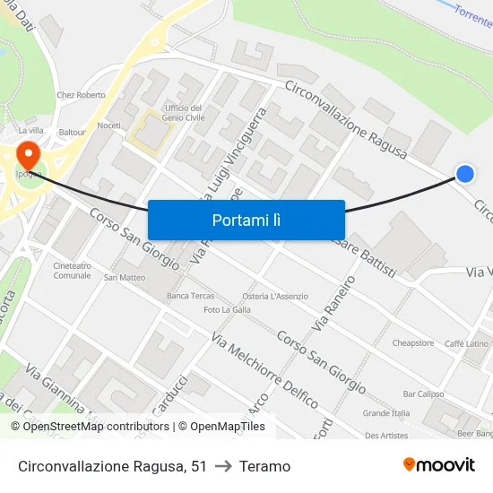 Circonvallazione Ragusa, 51 to Teramo map