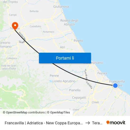 Francavilla | Adriatica - New Coppa Europa Sport to Teramo map