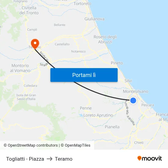 Togliatti - Piazza to Teramo map
