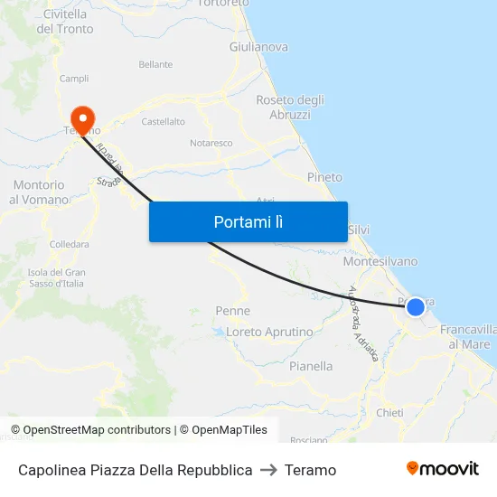 Capolinea Piazza Della Repubblica to Teramo map