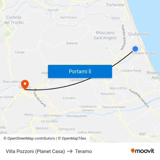 Villa Pozzoni (Planet Casa) to Teramo map