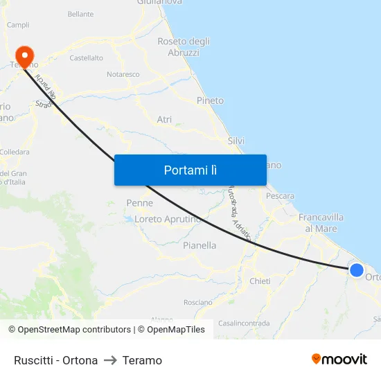 Ruscitti - Ortona to Teramo map