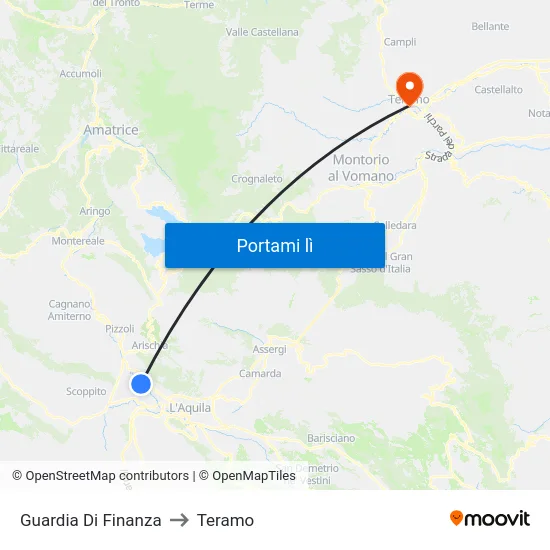 Guardia Di Finanza to Teramo map