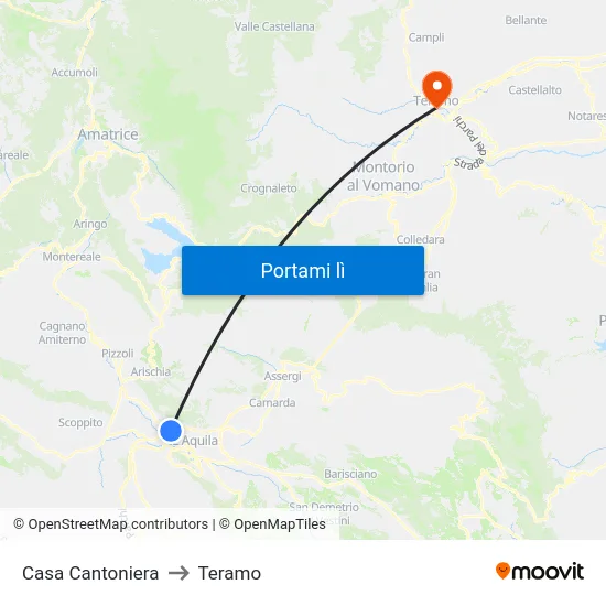 Casa Cantoniera to Teramo map